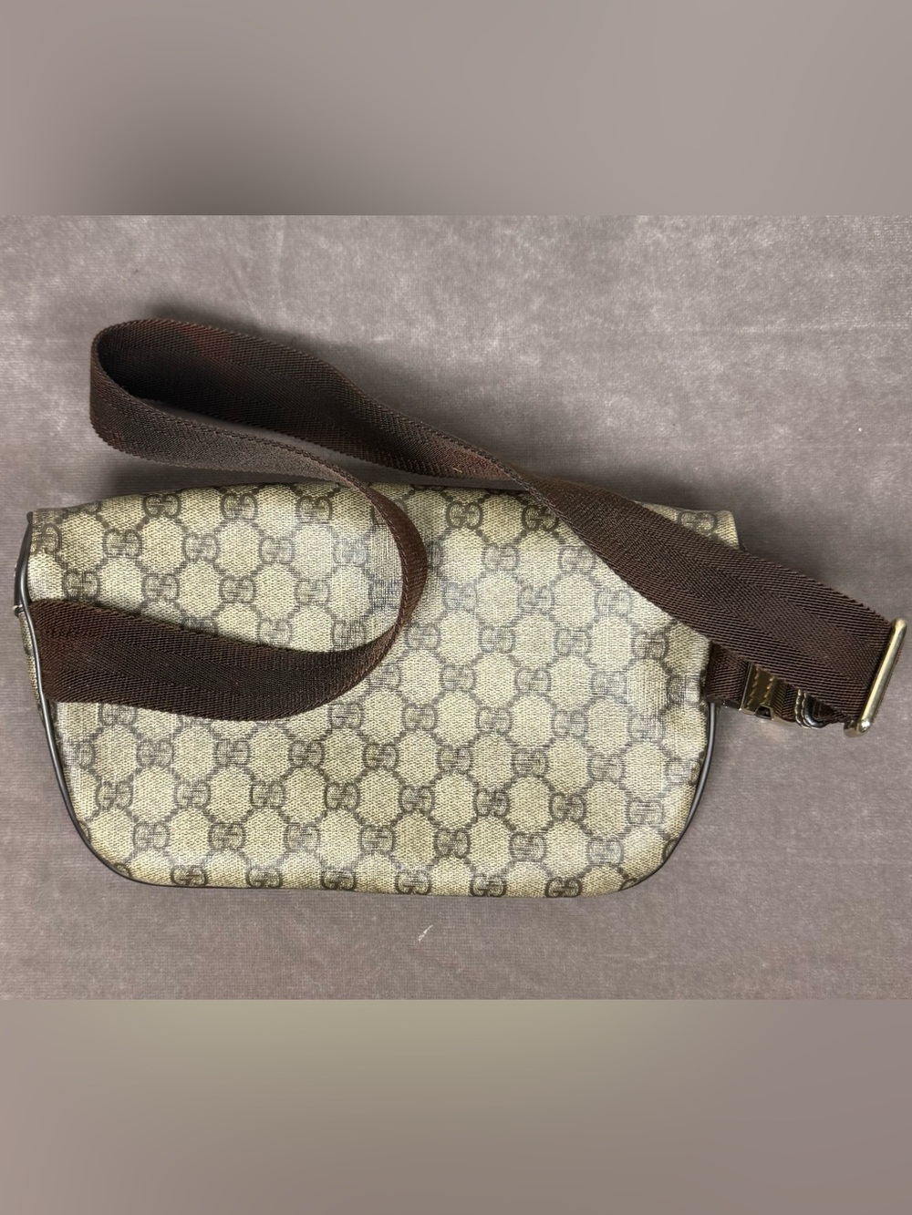 Authentic Gucci GG Supreme Belt bum Bag waist pouch brown tan coated canvas EUC - Picture 5 of 14